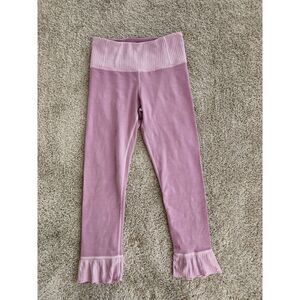 Electric & Rose Mauve Ribbed-Waist Ruffle Hem Leggings